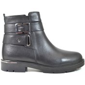 Resim Beety 42608 Hakiki Deri Siyah Fermuarlı Kadın Bot Siyah 