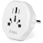 Resim Ttec Şarj Akım Korumalı 10A/250V Amerikan Ve Avrupa Tipi Priz Dönüştürücü Priz Çevirici Adaptör Priz 