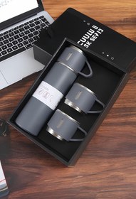 Resim GiralStore ÇELİK 3 Bardaklı Termos Fincan Seti Vakumlu Kamp Seti 12 Saat Sıcak 12 Saat Soğuk Kalabilen TERMOS İ 