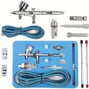 Resim Sprey Tabancası Seti Çift Eylemli Sprey Tabancası, Airbrush Sprey Tabancası Seti, 0.3, 0.2, 0.5 Mm araç ile, 9CC Boya Kupası ve Hava Hortumu, Dövme Tırnaklar, Kozmetikler, Modeller, Sanat Hobisi Boyama Noel Hediyesi için Uygun 