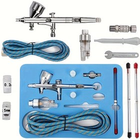 Resim Sprey Tabancası Seti Çift Eylemli Sprey Tabancası, Airbrush Sprey Tabancası Seti, 0.3, 0.2, 0.5 Mm araç ile, 9CC Boya Kupası ve Hava Hortumu, Dövme Tırnaklar, Kozmetikler, Modeller, Sanat Hobisi Boyama Noel Hediyesi için Uygun 