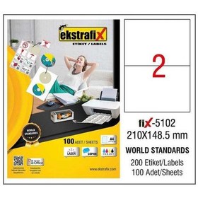 Resim Ekstrafix Laser Etiket 100 YP 210x148.5 Laser-Copy-Inkjet Fİx-510 