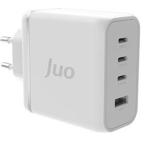 Resim Juo 100W 4 Portlu USB-C + USB-A GaN Şarj Aleti Apple Uyumlu iPhone & Macbook & Notebook PD Type-C Hızlı Şarj Cihazı Beyaz 