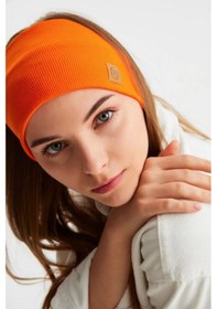 Resim Kadın Pamuklu Kaşkorse, Kaymaz, Terletmez, Ultra Hafif, Spor Saç Bandı Bandana - Tek Ebat / Turuncu Turuncu 