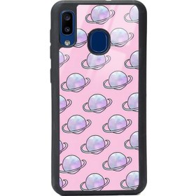 Resim Spoyi Samsung Galaxy A30 Pembe Saturn Tasarımlı Glossy Telefon Kılıfı 