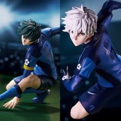 Resim Anime Futbol Sora Model Heykeli - Beyaz ve Mavi Forma ile Dinamik Aksiyon Pozu, Yüksek Kaliteli Anime Spor Dekor Hediyesi, Detaylı Üniforma Tasarımı, Dayanıklı Figür, Hayranlar İçin Koleksiyonluk Figür 