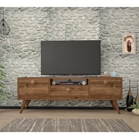 Resim Ankara Mobilya Penta Ahşap Ayaklı Ceviz 140 Cm Tv Sehpası 