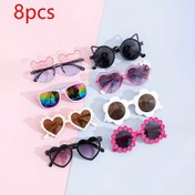 Resim 8 adet Genç Moda Dekoratif Gözlük, Ayı ve Çiçek Şekilli Çerçeveler ile Trendy Sokak Stili, Kağıt Kılıf Dahil 