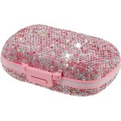 Resim 8 Bölmeli Bling Hap Kutusu Çift Taraflı Lüks Yapay Elmas Hap Kutusu Nem Geçirmez Büyük Kapasiteli Taşınabilir Hap Düzenleyici Pembe Çok Renkli 