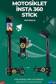 Resim Motobros Insta 360 Çubuk Selfie Stick (GÖRÜNMEZ) One X5 / X4 / X3/ X2 / One R / One X / One Uyumlu 