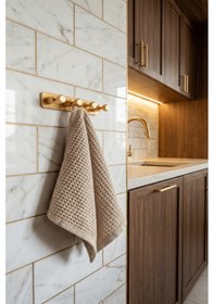 Resim 4'lü Premium Gold Alüminyum Banyo Mutfak Havlu Bornoz Askısı Yapışkanlı Altın 