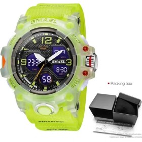 Resim Hanyang Sarı Yeşil Kutu Smael Erkekler Için Dijital Saat Askeri Spor Kronograf Kuvars Saatler Mavi Su Geçirmez Kronometre Relogio Masculino Часы Мужски (Yurt Dışından) 