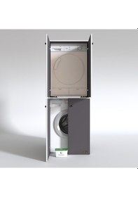 Resim Kenzlife Çamaşır-Kurutma Makinesi Dolabı Kapaklı Jelena Gri 180*70*60 Banyo Çift Katlı Arkalıksız Çok Renkli 