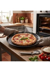 Resim 23 Cm Delikli Teflon Pizza Tepsisi Yanmaz Yapışmaz Fırın Kabı Fırın Tepsisi Siyah 