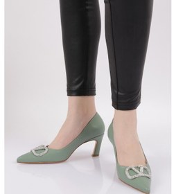 Resim Dgn 1733-22y Kadın Sivri Burun Tokalı Stiletto Ayakkabı 1733-1974-R1938 Yeşil 