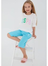 Resim U.s. Polo Assn. 1401 Kız Çocuk Yarım Kollu Kapri Pijama Takım KREM 