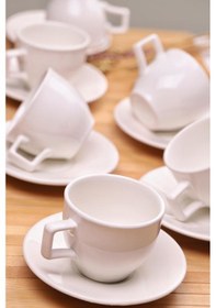 Resim Atbyhome Nordic Seramik 6 Lı Kahve Fincan Takımı Beyaz Beyaz 