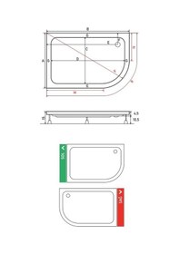 Resim Ubm 70x100 Cm Asimetrik Oval Duş Teknesi Sağ 