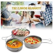 Resim Pazly Açık Kamp Ve Piknik İçin Katlanabilir Titanyum Yemek Kasesi Seti 3 Adet Gri 