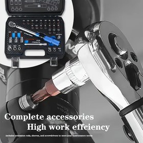 Resim 32 adet 1/4" Tork Anahtarı Seti ile 72 Dişli Ratchet - Ayarlanabilir, Dayanıklı Çelik Manuel Aracı Otomotiv ve Bisiklet Tamiri, Ev Kullanımı için, Tornavida, Pense ve Altıgen Anahtarlar Dahil, Otomotiv Tamir Araçları | Ayarlanabilir Anahtar Seti | Dayanıklı Çelik Yapı, Tork Anahtarı Seti 