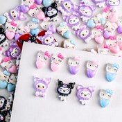 Resim 10pcs/bag Sanrio kuromi hellokitty with Heat Nail art Charms, Flatback Kawaii Resin Nail Jewelry Rhinestone Manicure DIY Decoration Accessories 