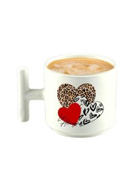 Resim Deepcraft Best Quality 'leopar Kalp' T Kulplu Kupa Yılbaşı,sevgililer Günü, Hediyelik Kupa 185ml Beyaz 