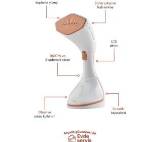 Resim Dikey Buharlı Kırışık Giderici Ütü, Hediye Seçeneği, Beyaz Renk 