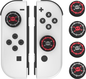 Resim Switch Joystick Kapakları, Nintendo Switch için Sevimli Kafatası Başparmak Tutacağı, Nintendo Switch/Switch OLED/Switch lite ile Uyumlu Yumuşak Silikon Joystick Kapağı - Kafatası 