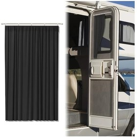 Resim Xuweiwei Universal Rv Kapı Perdesi Black Güneşlik Ve Gizlilik Perdesi Rehber Raylı Siyah 