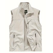 Resim Erkekler İçin Hafif %100 Polyester Kolsuz Yelek - Nefes Alabilen Mesh Astar, Fermuarlı Cepli & Dik Yakalı, Tüm Mevsimler İçin Günlük Katmanlama Parçası, Makinede Yıkanabilir Normal Kesim 