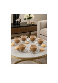 Resim Yz Home Cam Boncuk Detaylı 12 Parça 6 Kişilik Kahve Fincan Takımı 