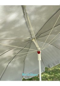 Resim Plaj Deniz Balkon Şemsiyesi Sentetik Kumaşlı Şemsiye Bidon Dahil Eğilebilir Şemsiye 2 Metre Ş Gri 