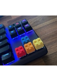 Resim Renkli Blok Tuğla Tasarımlı Klavye Tuş Takımı 4 Lü Set Mekan 