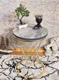 Resim Zafir Gold Kaplama Pota Sehpa - Sehpa - Ahşap Sehpa - Metal Sehpa - Sunta Sehpa - Tek Sehpa - Zigon Sehpa Altın 