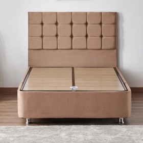 Resim Niron Yatak Niron Rama Baza ve Başlık Seti 120 x 200 cm Tek Kişilik Sütlü Kahve Kumaş Baza ve Başlığı Soho Kumaş 