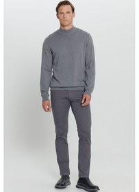 Resim Ac&Co / Altınyıldız Classics Erkek Grı Melanj Standart Fit Normal Kesim Yarım Balıkçı Yaka Pamuklu Triko Kazak Grı Melanj Gri Melanj 