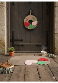 Resim Kapı Süsü Ve Paspası Kalpli Açık Kahverengi 