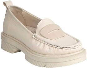 Resim MAMMAMİA D24YA-850 KALIN TABAN LOAFER DERİ KADIN AYAKKABI Krem 