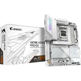 Resim Gıgabyte X870E Aorus Pro Ice Am5 Ddr5 8266MHZ+(OC) Pcıe 5.0 Çift M.2 Usb4 Wifi 7 5gbe Lan Atx Anakart 