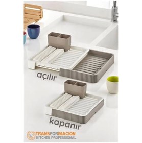 Resim gl00my Açılır-Kapanır Bulaşıklık - Durulama Sepeti ve Kurutucu LATTE 