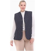 Resim Vetre Kadın Ekose Yelek Lacivert Büyük Beden 1037 Çok Renkli 