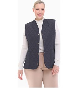 Resim Vetre Kadın Ekose Yelek Lacivert Büyük Beden 1037 Çok Renkli 