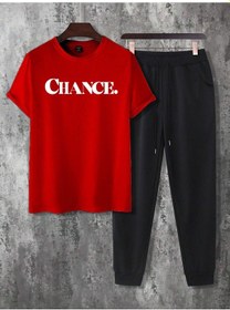 Resim Unisex Chance Baskılı Eşofman Takımı Kırmızı 