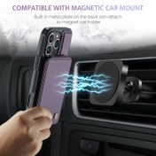 Resim Çift Manyetik Tokalı Yukarı İndirme Kartlık iPhone 17/16/15/14/13/12 için 5 Yuvalı, 17 Pro Max Plus Air 4, Sahte Sentetic Deri Telefon Kabuğu, 4 Araç ile Adsorpsiyon Fonksiyonel RFID Hızlı -Hirsizlik Şifreli, 5 Kuşaklı 2 Cüzdan Bölmesi, 3'lü Sim Tepsisi ve 2 Pasaport Görünür Pencere 