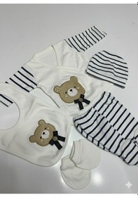 Resim Balbeybi Yenidoğan Ayıcıklı 5 Parça Bebek Hastane Çıkış Seti %100 Pamuk Unisex Kutulu Set Bay-yndg-5l-2025a Beyaz 