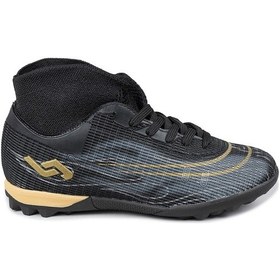 Resim Jump 29677 Çoraplı Siyah - Altın Rengi Halı Saha Krampon Futbol Ayakkabısı Siyah 