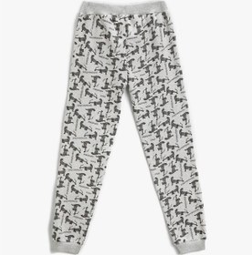 Resim Koton Baskılı Jogger Eşofman Altı Elastik Bel Bantlı Gümüş Desenli 3wkb40040tk 3WKB40040TK12V Gümüş 