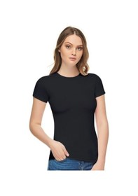 Resim Kadın Siyah Sıfır Yaka Likralı Kısa Kol T-shirt SIYAH 