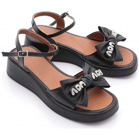 Resim Dgn 7004 Kadin Fiyonk Detayli Sandalet Siyah 