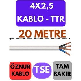 Resim Öznur 4x2,5 Ttr Kablo Metre Seçenekli Beyaz - 20 Metre 